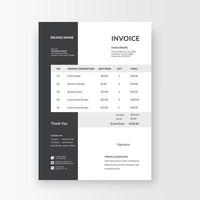 factura de color azul blanco y negro minimalista y profesional, cupón, formato de vector de plantilla de cupón de venta de recibo
