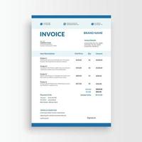 Minimalist and professional black and white blue color invoice, voucher, receipt sales voucher template vector format