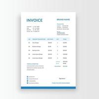 Minimalist and professional black and white blue color invoice, voucher, receipt sales voucher template vector format