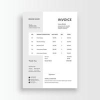 Minimalist and professional black and white blue color invoice, voucher, receipt sales voucher template vector format