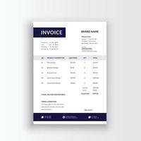Minimalist and professional black and white blue color invoice, voucher, receipt sales voucher template vector format