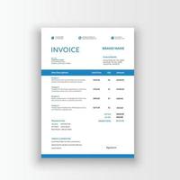 Minimalist and professional black and white blue color invoice, voucher, receipt sales voucher template vector format
