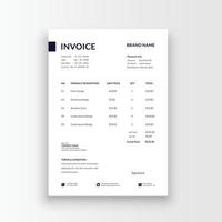 Minimalist and professional black and white blue color invoice, voucher, receipt sales voucher template vector format