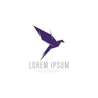 origami pájaro volador signo símbolo icono logotipo vector