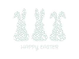 Bunny design element with seamless pattern. Illustration for postcard, poster, sticker, pattern. Easter bunny, rabbits. Cute animal silhouette, vector design element.