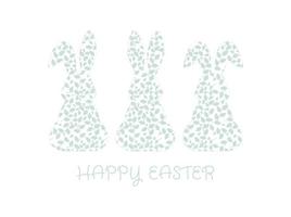 Bunny design element with seamless pattern. Illustration for postcard, poster, sticker, pattern. Easter bunny, rabbits. Cute animal silhouette, vector design element.