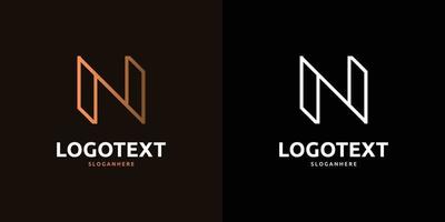 N letter golden logo abstract design on dark color background, N alphabet logo vector