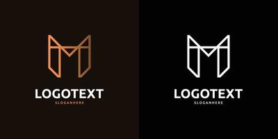diseño abstracto del logotipo dorado de la letra m sobre fondo de color oscuro, logotipo del alfabeto m vector