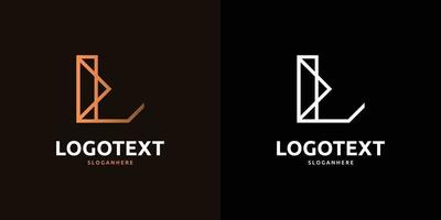 L letter golden logo abstract design on dark color background, L alphabet logo vector