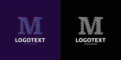 logotipo de la letra m, logotipo de líneas coloridas vector