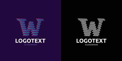 logotipo de la letra w, logotipo de líneas coloridas vector