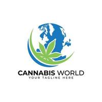 cannabis world logo design template for marijuana company vector