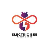 plantilla de diseño de logotipo de abeja eléctrica vector