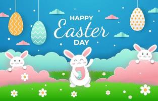 Happy Easter In Papercut Style vector