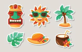 Hawaii Cute Doodle Element Sticker Collection vector