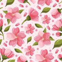 Cherry Blossom Cute Blooming Flower Seamless Pattern