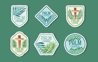 Palm Sunday Holy Week Sticker Badge Collection vector