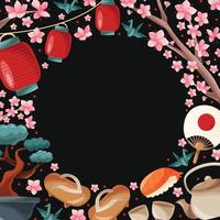 fondo de elemento de doodle de estilo japonés vector