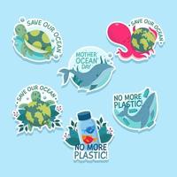 Set of Mother Ocean Day Sticker vector