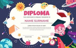 Diploma Certificate For Kids And Children vector