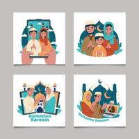 Set of Ramadan Kareem Social Media vector