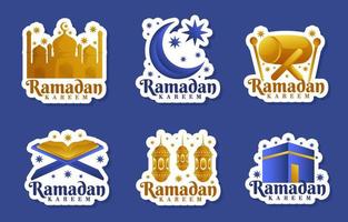 Ramadan Element Sticker Set vector