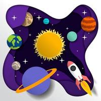 Outer Space and Galaxy Paper Cut vector