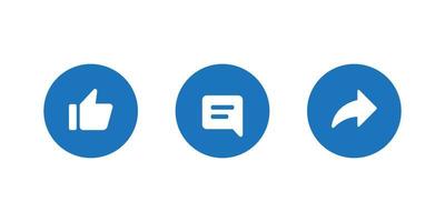 Like, Comment, and Share Button Icon Vector in Flat Style