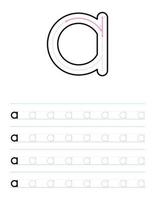 Trace lowercase letter a worksheet for preschool vector
