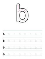 Trace lowercase letter b worksheet for preschool vector