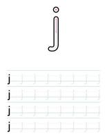 Trace lowercase letter j worksheet for preschool vector