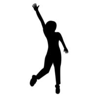The outline of the silhouette of a girl in a jump with her arms up