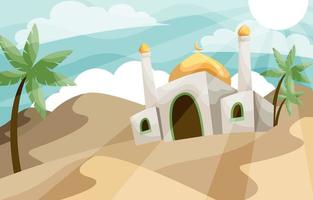 Mosque in the Desert Background Concept vector