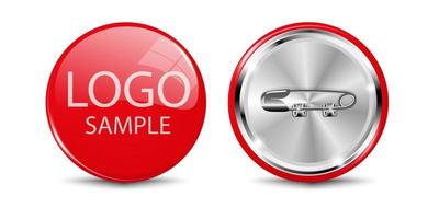 Realistic round red blank icon. 3D glossy button. The layout of the pin icon. Vector illustration.