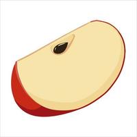 A quarter of a red apple icon. Flat illustration of apple vector icon for web isolated on white background. Suitable for postcards, labels, cards