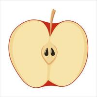 medio icono de manzana roja. ilustración plana del icono de vector de manzana para web aislado sobre fondo blanco. adecuado para postales, etiquetas, tarjetas