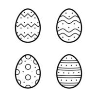 Easter eggs set with ornament. Hand drawn icon in doodle line style. Isolated vector illustration.