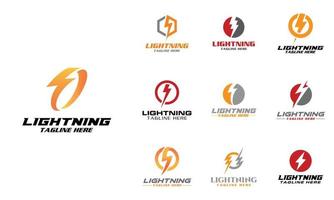 Bolt logo design set, related to lightning or thunder. vector