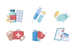 colecciones de iconos de medicina en estilo de diseño plano vector