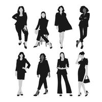 Fashionable Business Women Silhouette vector