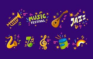 Music Festival Stickers Collection vector