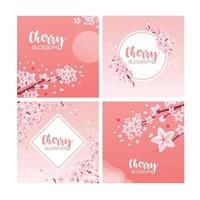 Cherry Blossom Season Greeting Social Media Post Template vector