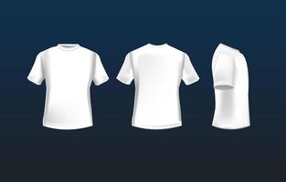 Plantilla de camiseta de maqueta 3d vista frontal, posterior y lateral vector