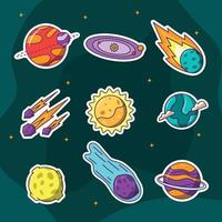 Various Celestial Bodies Sticker Collection vector