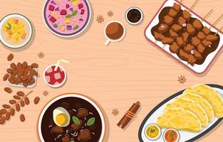 deliciosos alimentos iftar musulmanes asiáticos vector