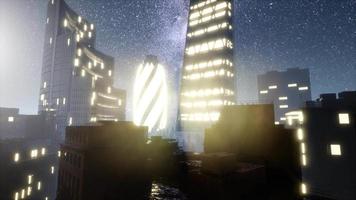 rascacielos de la ciudad por la noche video
