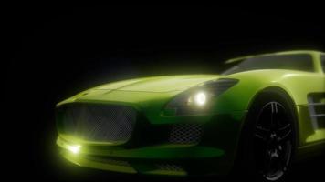 luxury sport car in dark studio with bright lights video