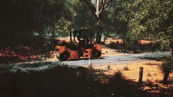 road roller tractor in the forest