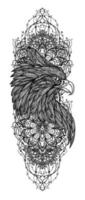 Tattoo art sketch eagle black and white vector