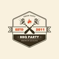 Hand Drawn Vintage Barbeque House Logo Badge vector